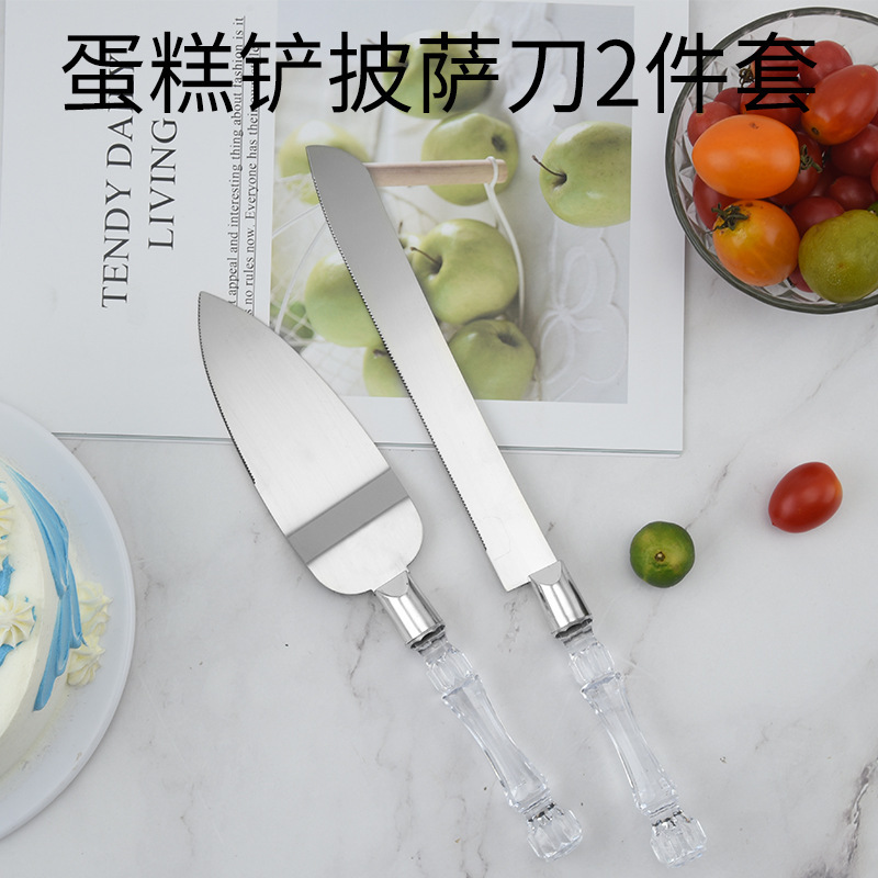Juego de cuchillo y pala para pastel de boda, acero inoxidable, elegante set de repostería para celebraciones