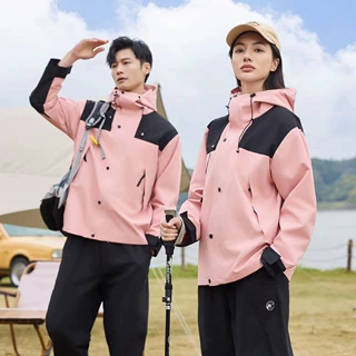 春秋款户外冲锋衣可印logo团体服工作服拼色情侣夹克登山服广告衫