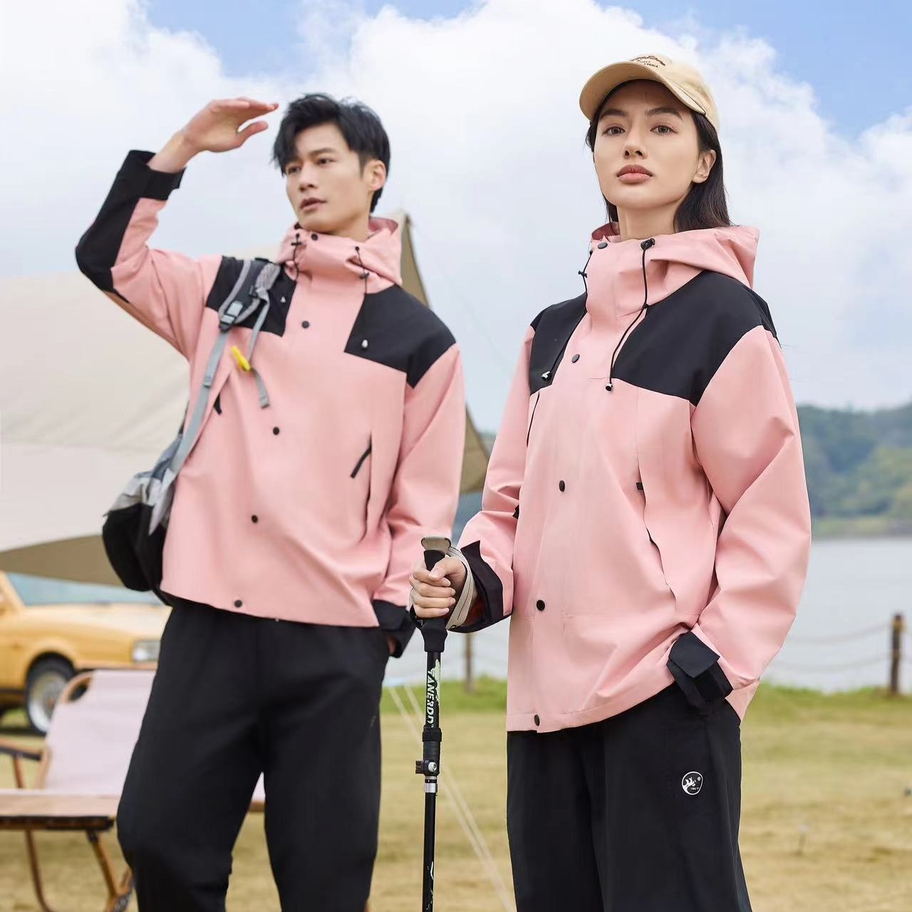 Spring and Autumn Outdoor Jackets with Logo Printing, Group Uniforms, Work Clothes, Color Matching Couple Jackets, Mountaineering Clothes, Advertising Shirts