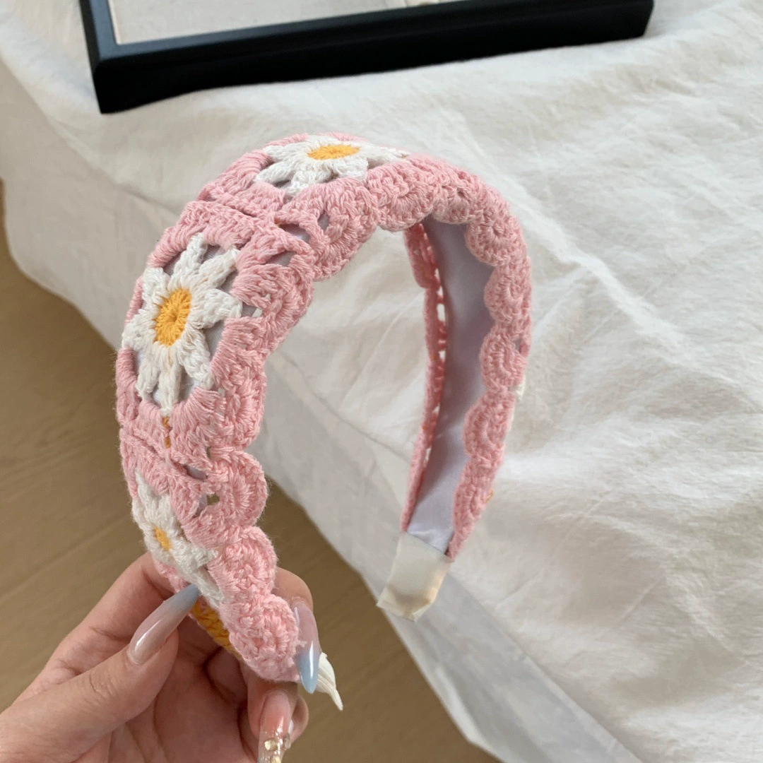 Headband, embroidered Chinese-style floral fresh hair accessory, universal fit, 8×8×1 cm