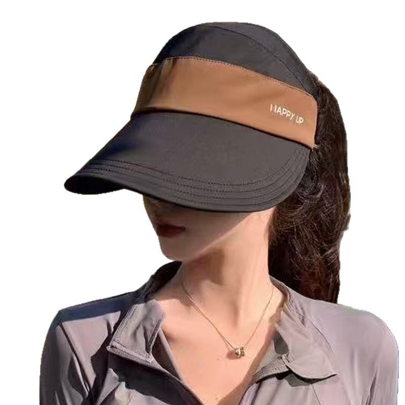 Protector solar de verano, versión mejorada de ala grande, se puede usar con cola de caballo, techo vacío, sombrero para el sol, ala ancha para niños, cara pequeña, protector solar de moda