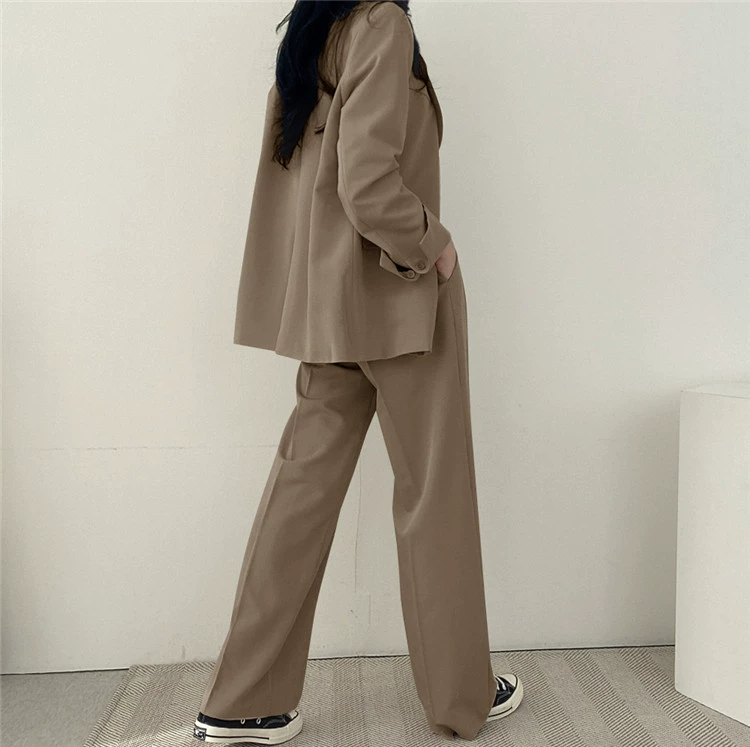 Комплект из штанов для отдыха, корейский стиль, женские брюки wide-leg и куртка, многоцветный, размеры S–XXXL