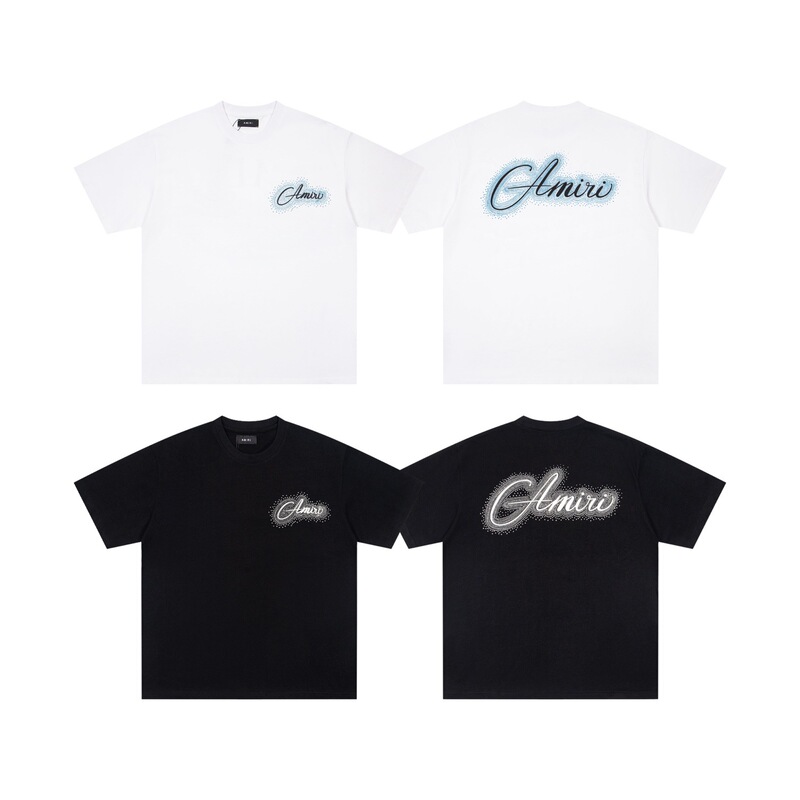 American-style trendy AM Amiri heavyweight casual loose-fit versatile simple round-neck short-sleeve T-shirt couple collection American-style trendy AM Amiri heavyweight casual loose-fit versatile simple round-neck short-sleeve T-shirt couple collection