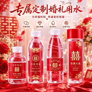 源头工厂小瓶矿泉水定制logo喜宴婚庆宴活动高端瓶装水整箱批特价