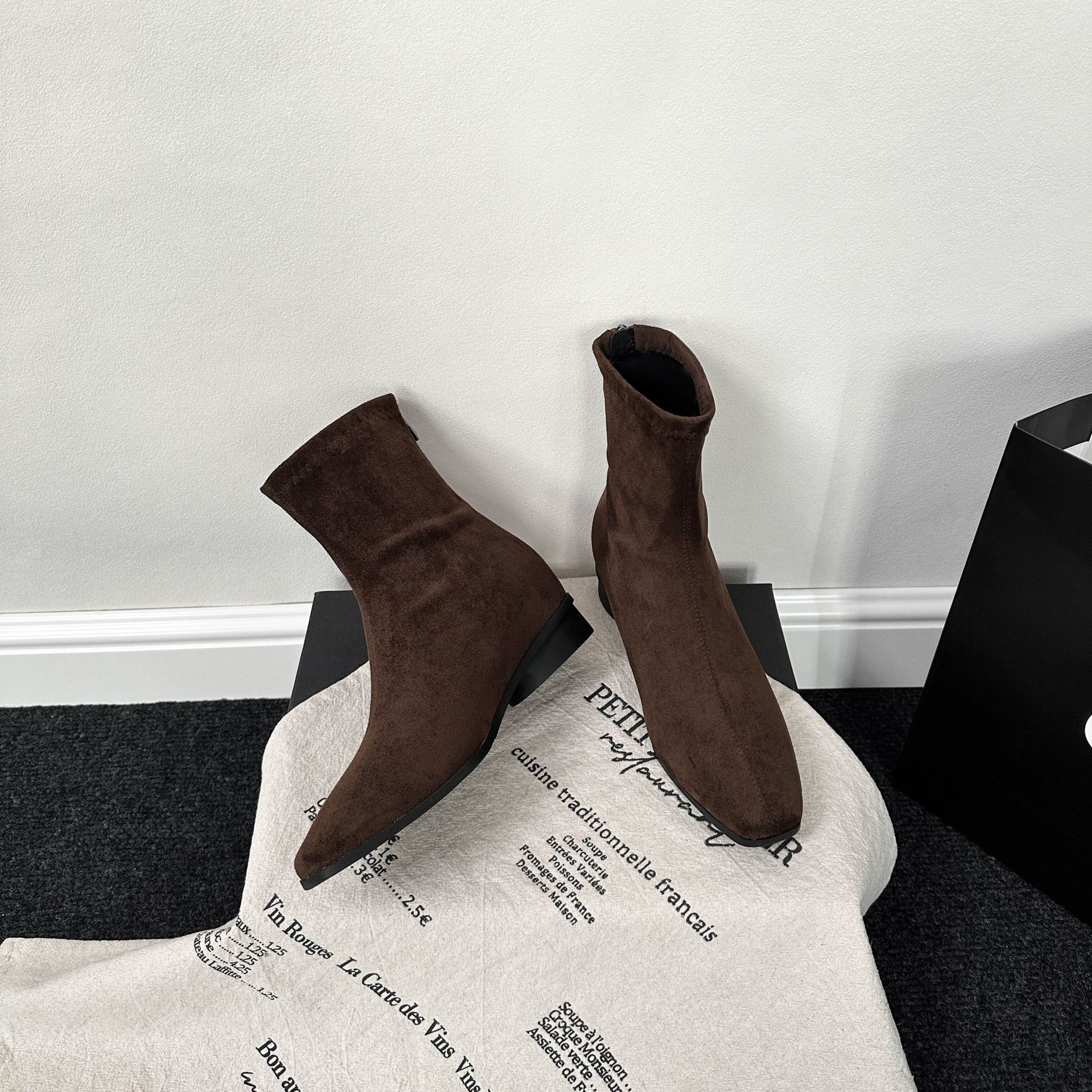 Botines Martin con tacón grueso para mujer de 6 cm, microfibra, cremallera trasera, térmicos, para uso diario