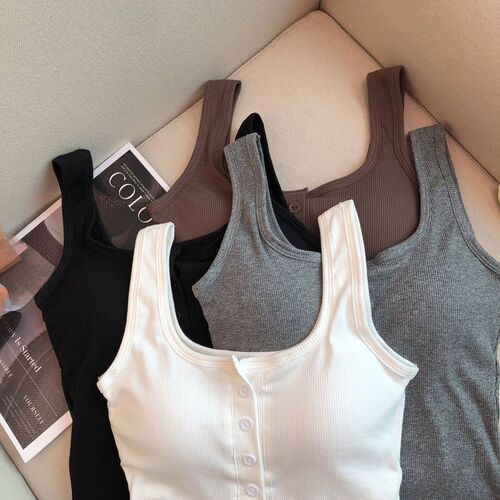 No steel ring and chest pad modal suspender vest female hot girl sexy back outside wearing sleeveless internal control base top