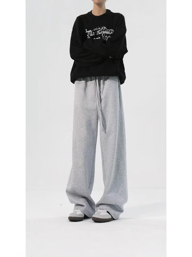 American-style Fleece-lined Sweatpants for Men—New Autumn/Winter Design, Drapey Straight-leg Wide-leg Pants—Cleanfit Sports & Casual Long Pants