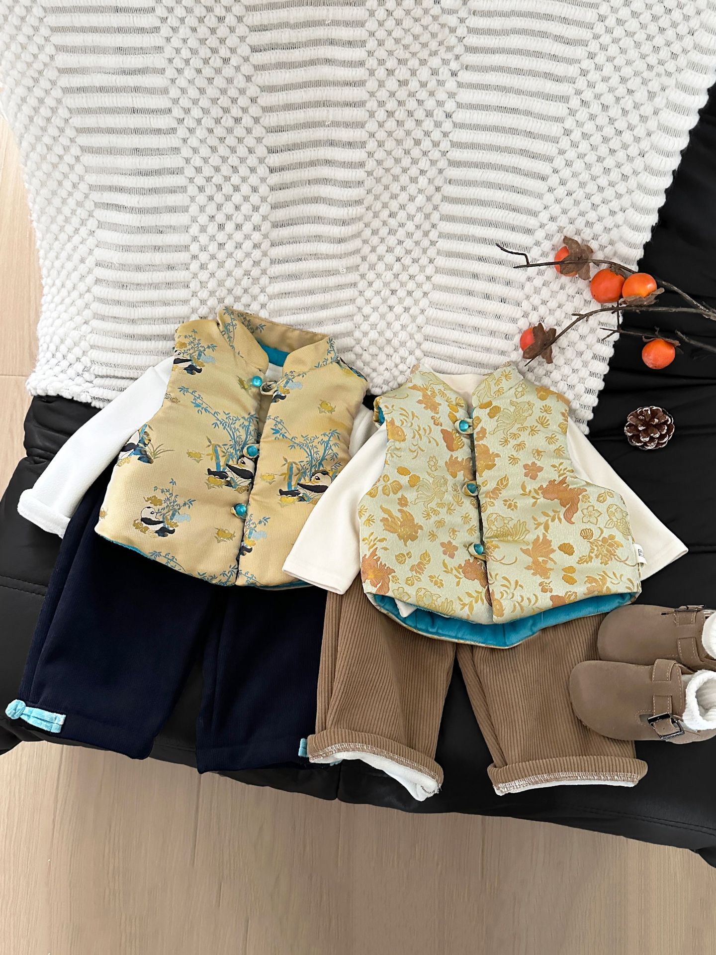 Chaleco de niños chino 2025 primavera, otoño, invierno nuevo estilo bebé niño estilo nacional retro Jacquard chaleco de hombro vestido chino