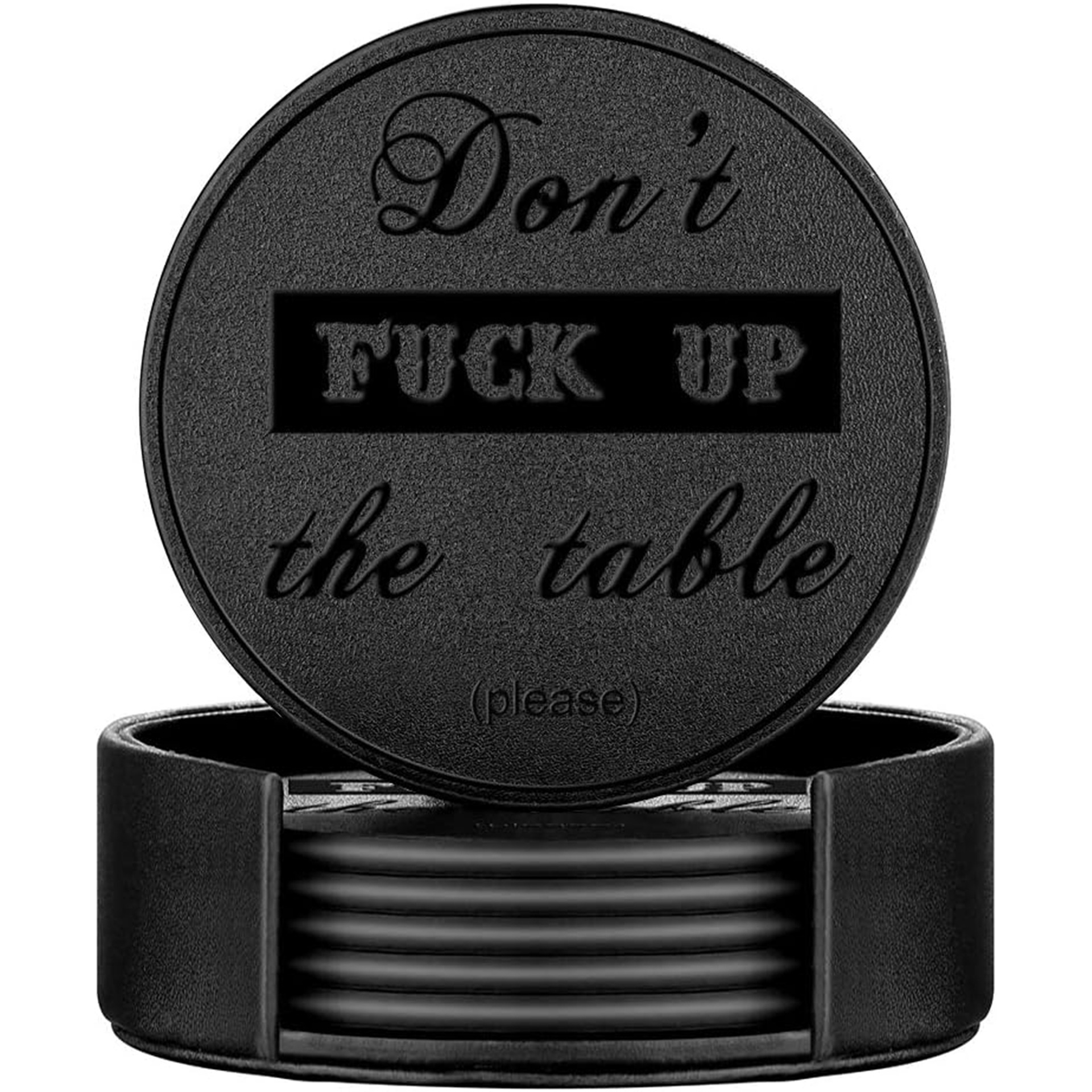 La posavasos de té de cuero redondo de Amazon se pueden establecer lOGO posavasos de cuero cosidos a mano con almohadilla de aislamiento de cuero pu-reborde de aceite