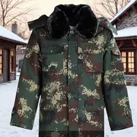 Камуфляжное хлопчатобумажное пальто мужской зимний средний и длинный бархат толстый, морозостойкая армия