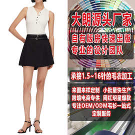 夏季新款百搭气质V领无袖套头背心针织衫打版看图毛衣加工定制