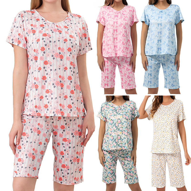 Cross-Border Hot-Selling Amazon and Aliexpress European and American Plus-Size Printed Maternity Pajama Set for Women, Loose-Fitting Loungewear