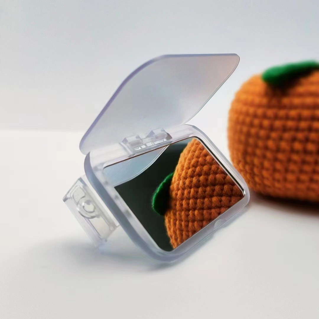 Mobile phone flip back clip with makeup mirror DIY printing cream glue frosted texture outdoor mobile phone hanging rope clip