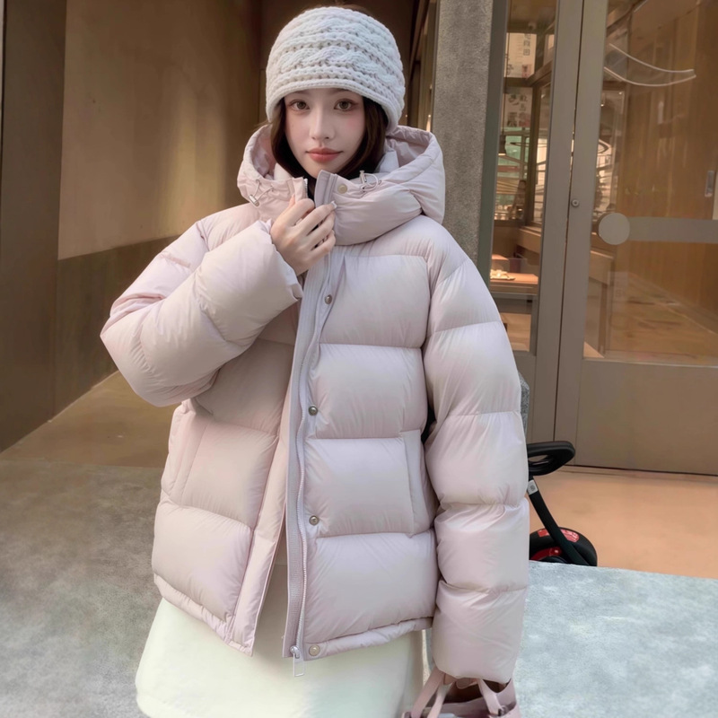 New Women's down Jacket 95 White Duck down Cloud Puff Hooded Petite Short Versatile Puffer Coat Trendy
