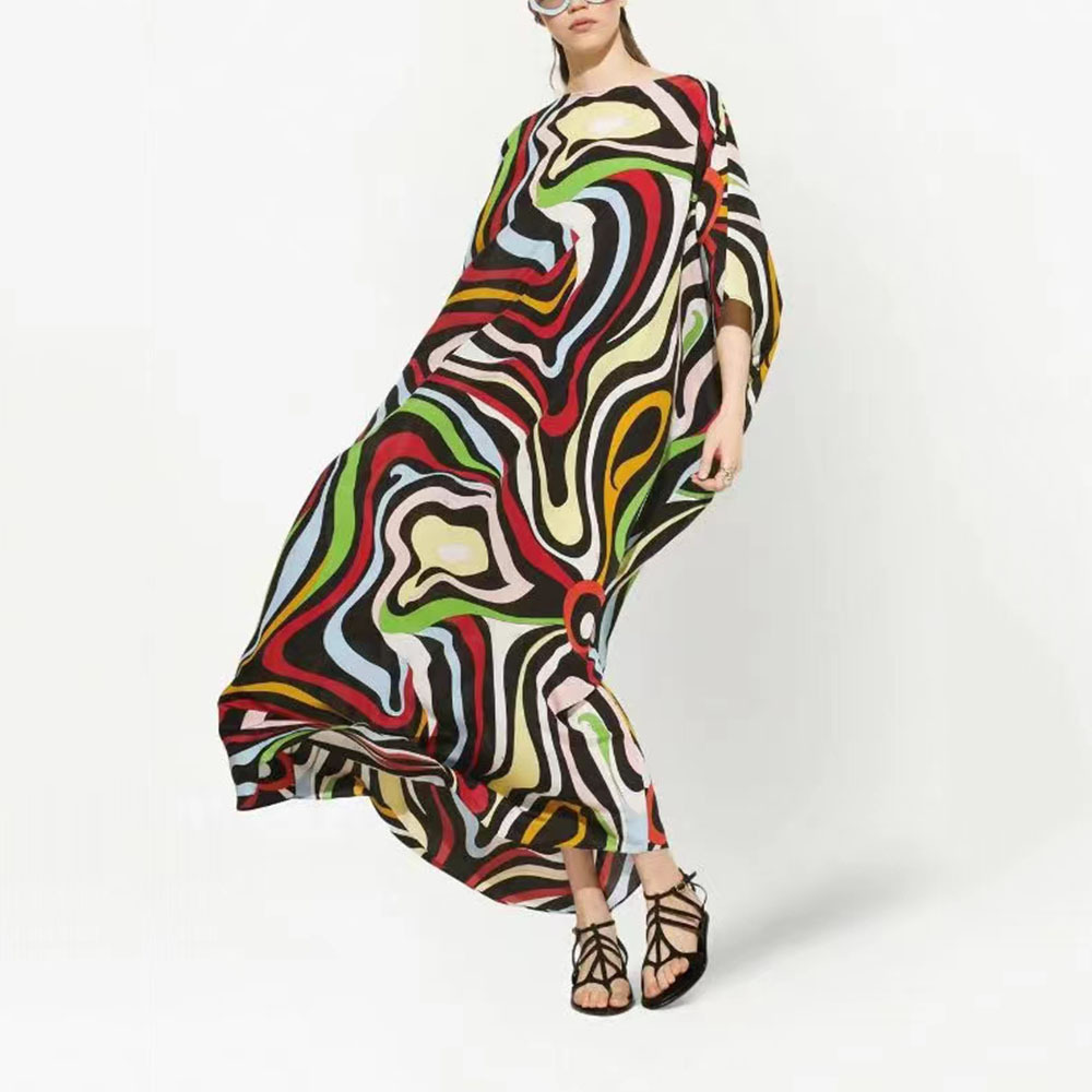 2022 nueva blusa europea y americana impresión geométrica suelta traje playa vacaciones ropa de playa ropa de protección solar FRM02