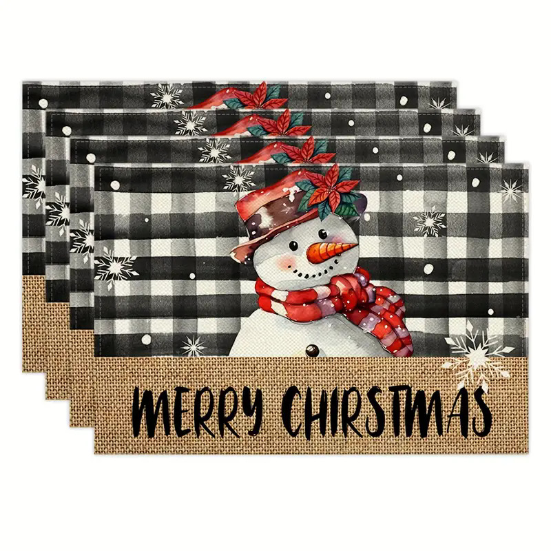 Transfronterizos lino almohadilla de mesa Aliexpress TEMU Amazon almohadilla de mesa cuadrada búfalo rojo almohadilla de Navidad Día de la Independencia