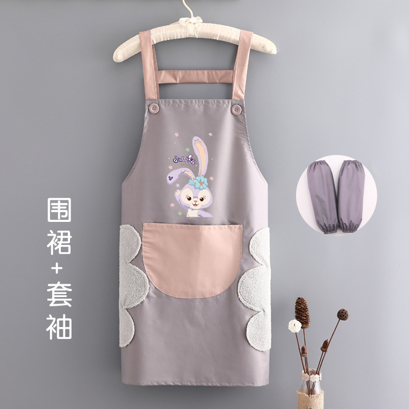 おしゃれでシンプルな家庭用キッチンエプロン防水防油女性夏の薄いタイプの出勤料理大人の腰を囲む作業服|undefined