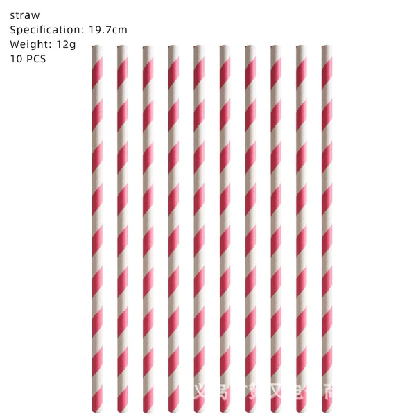 Striped straw 10pcs