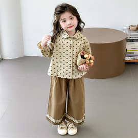 女童套装春秋款2025新款波点韩版儿童女宝洋气时髦秋装漂亮两件套