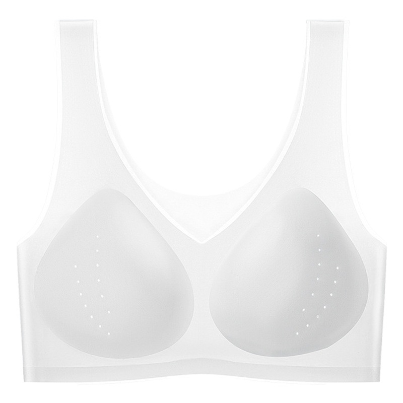 De alta calidad ultra-delgada de hielo de seda de belleza de nuevo más el tamaño de la ropa interior sin costuras sujetador inalámbrico de las mujeres pecho grande y pequeña colección de pecho gordito chica