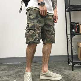 夏季新款迷彩工装短裤男士潮牌直筒时尚运动中裤宽松五分休闲裤