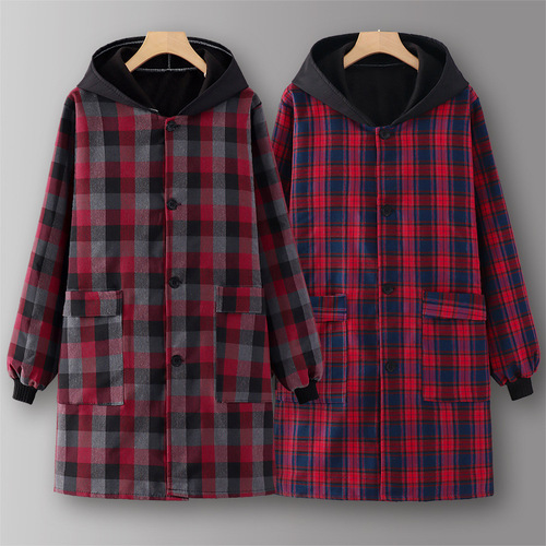 Men's Apron Kitchen Home Use New Model Work Coverall Autumn/Winter Women's Workwear Winter Fleece Thickened Korean Style