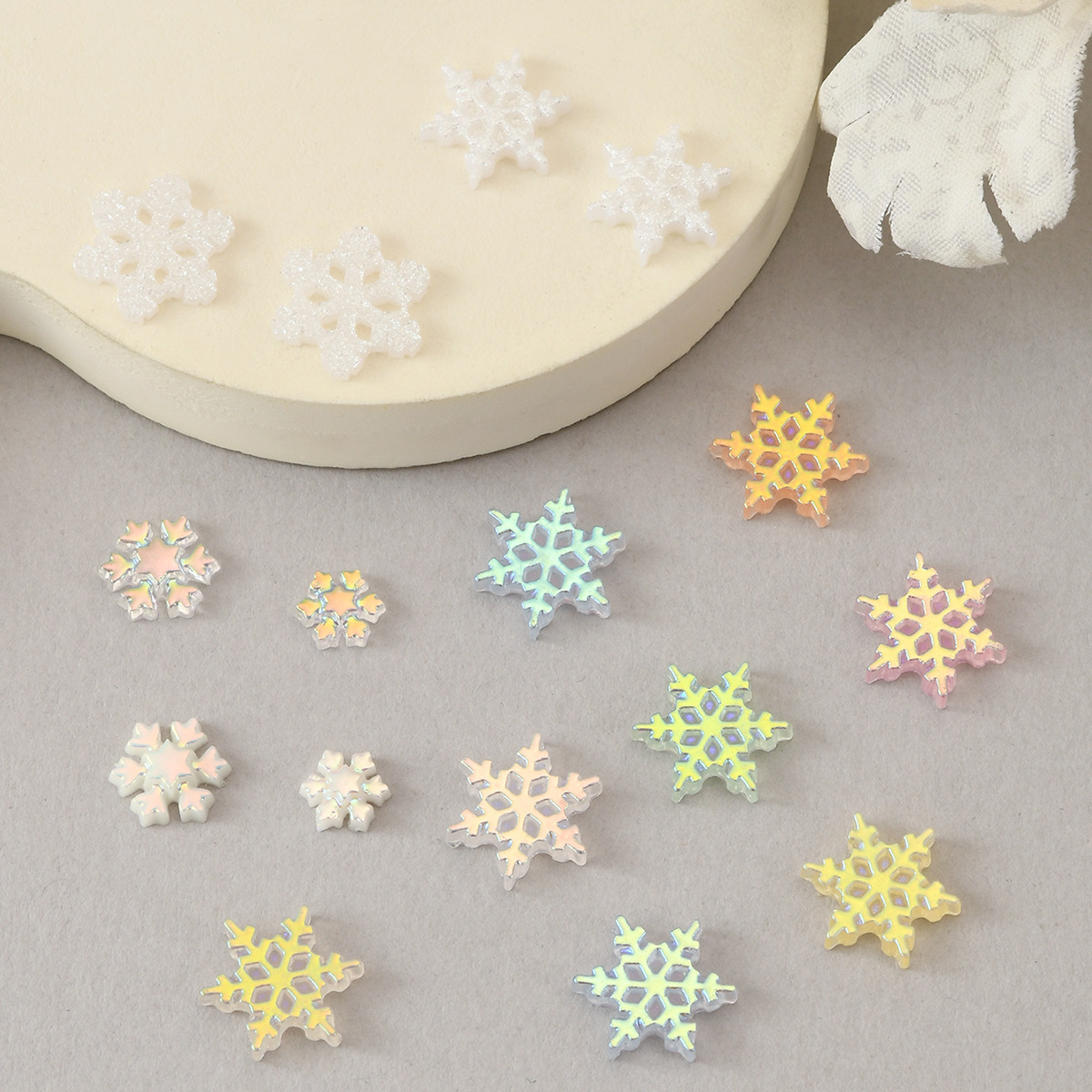 Fresh and Simple Christmas Resin Snowflake Nail Art Accessories DIY Decoration Materials for Girls Dopamine Color Matching