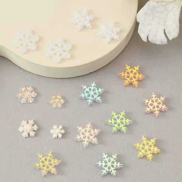 Fresh and Simple Christmas Resin Snowflake Nail Art Accessories DIY Decoration Materials for Girls Dopamine Color Matching