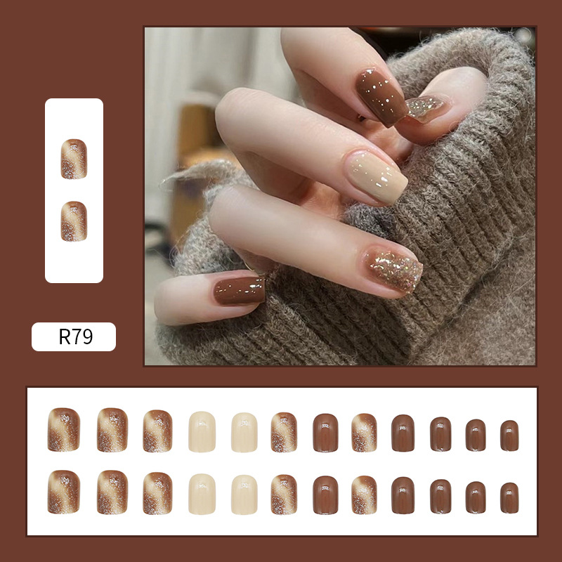 Use parche de uñas pegatina de uñas de dibujos animados corto parche de uñas falso desmontable terminado rubor parche de uñas