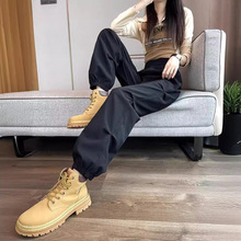 黑色束脚工装裤女春秋季2024新款显瘦美式哈伦萝卜运动休闲卫裤子