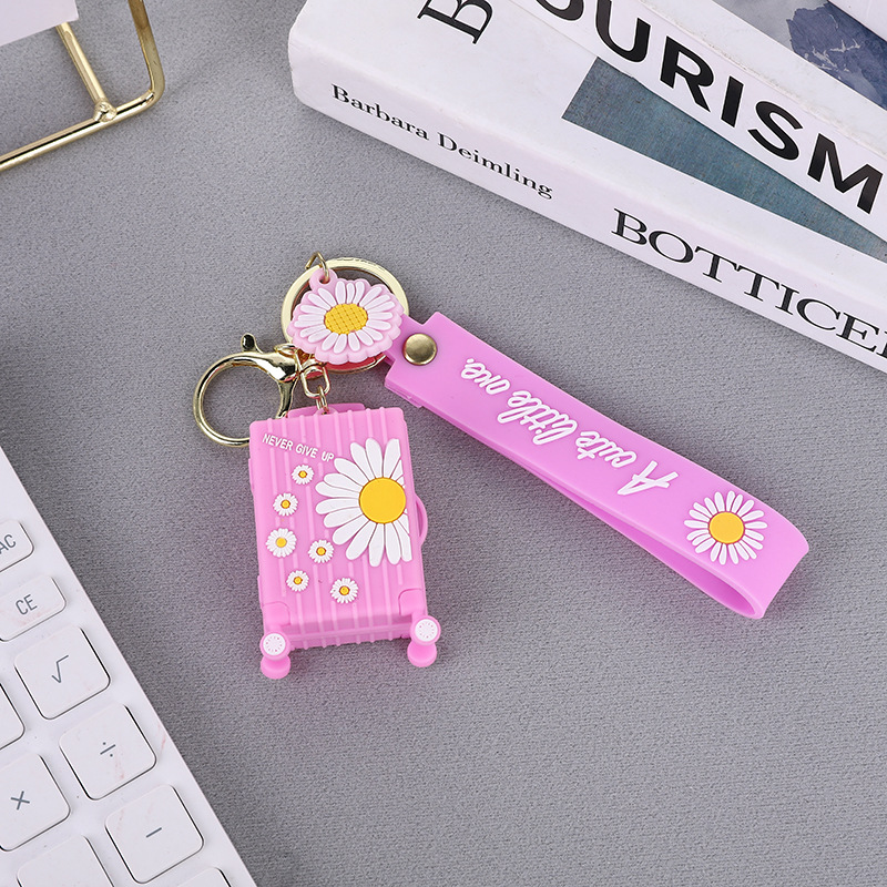 Pinjiang PVC drop Molding Creative and personalized promotional gifts, ins Daisy suitcases, keychains, fashionable pendants, bags and pendants pic 8