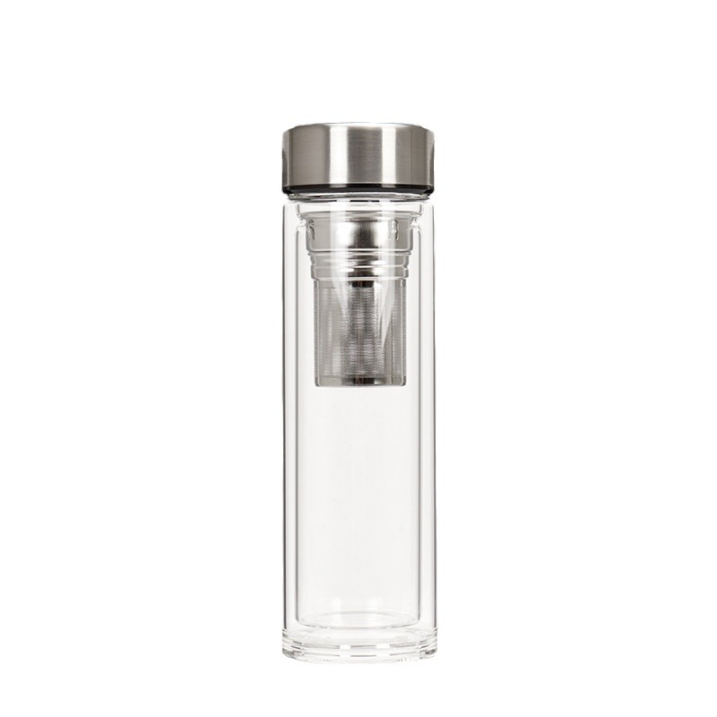 Taza de agua de alta calidad de separación de temperatura inteligente de doble capa de alta borosilicona de vidrio de té de negocios taza de regalo personalizada