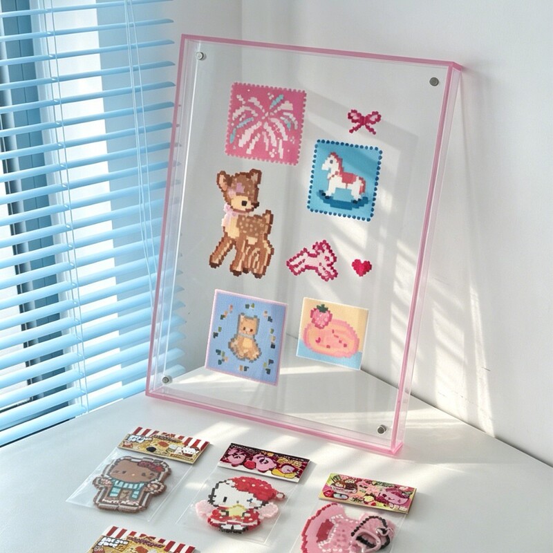 Acrylic Double-Sided Transparent Color Photo Frame for Displaying Finished Bean Art Pixel Paintings and Photo Puzzles