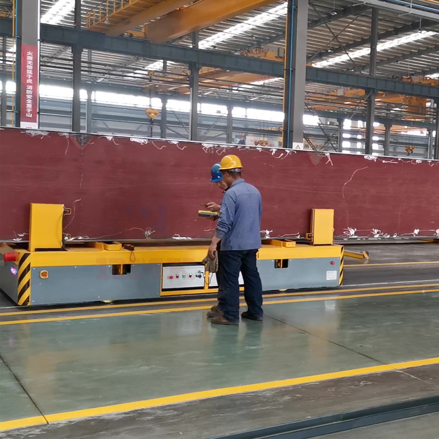 50吨遥控车间移动承重车烤漆房转运无线遥控平板车地轨过跨平台车