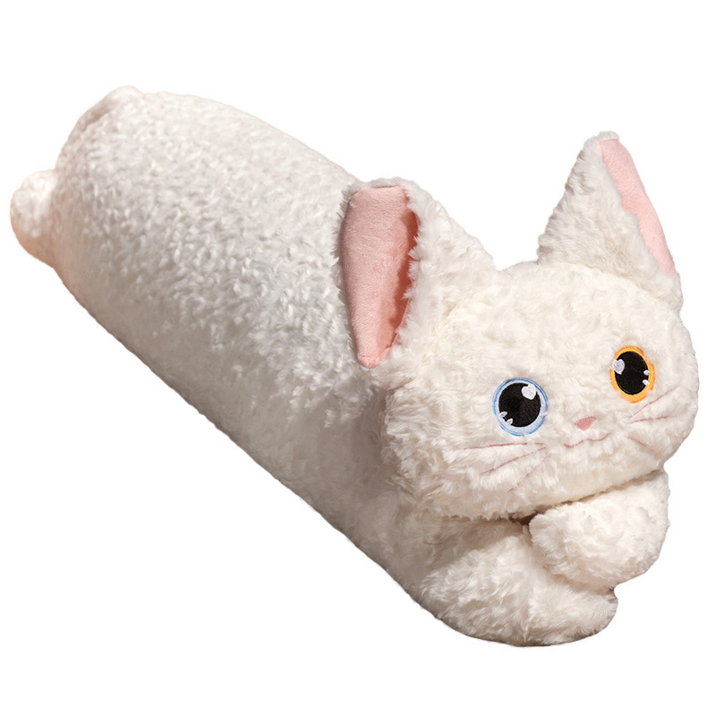 Caricaturas transfronterizas lindas rizos belleza gatos almohadas de tira largo Katch Devon gato rizos gato negro acostado lateral almohadas de piernas
