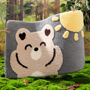 TikTok Explosive Cartoon Bathroom Floor Mat Super Absorbent Household Flocking Quick-drying Toilet Bathroom Foot Mat Anti-slip Mat
