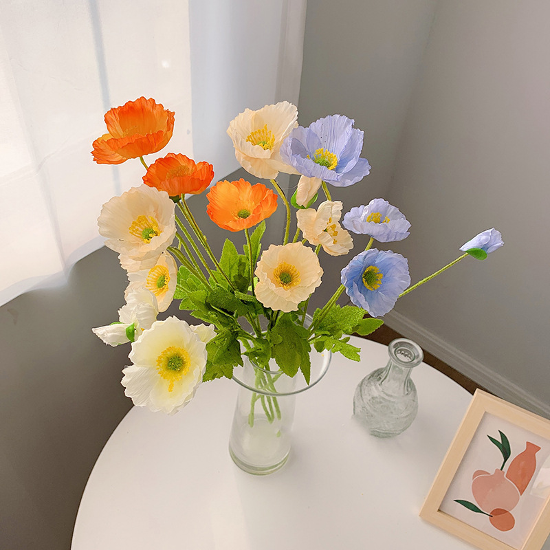 ins Korean poppy simulation bouquet fake poppy room decoration picnic photo props B&B soft decoration