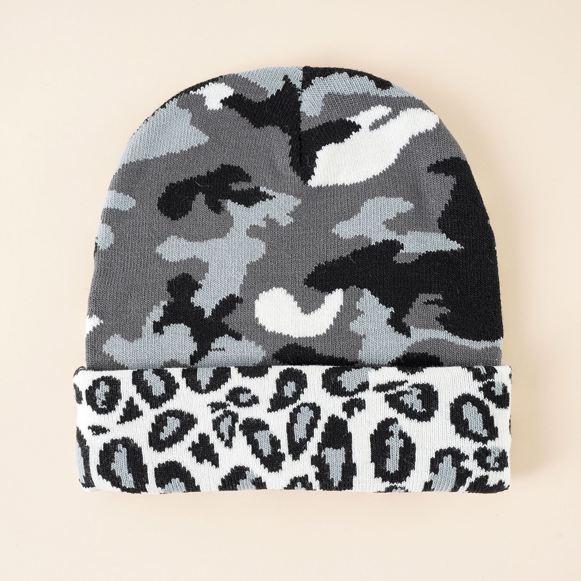 Harajuku estilo japonés calle inconformista europeo y americano leopardo impresión lana sombrero femenino otoño e invierno cálido grueso de punto frío sombrero Masculino
