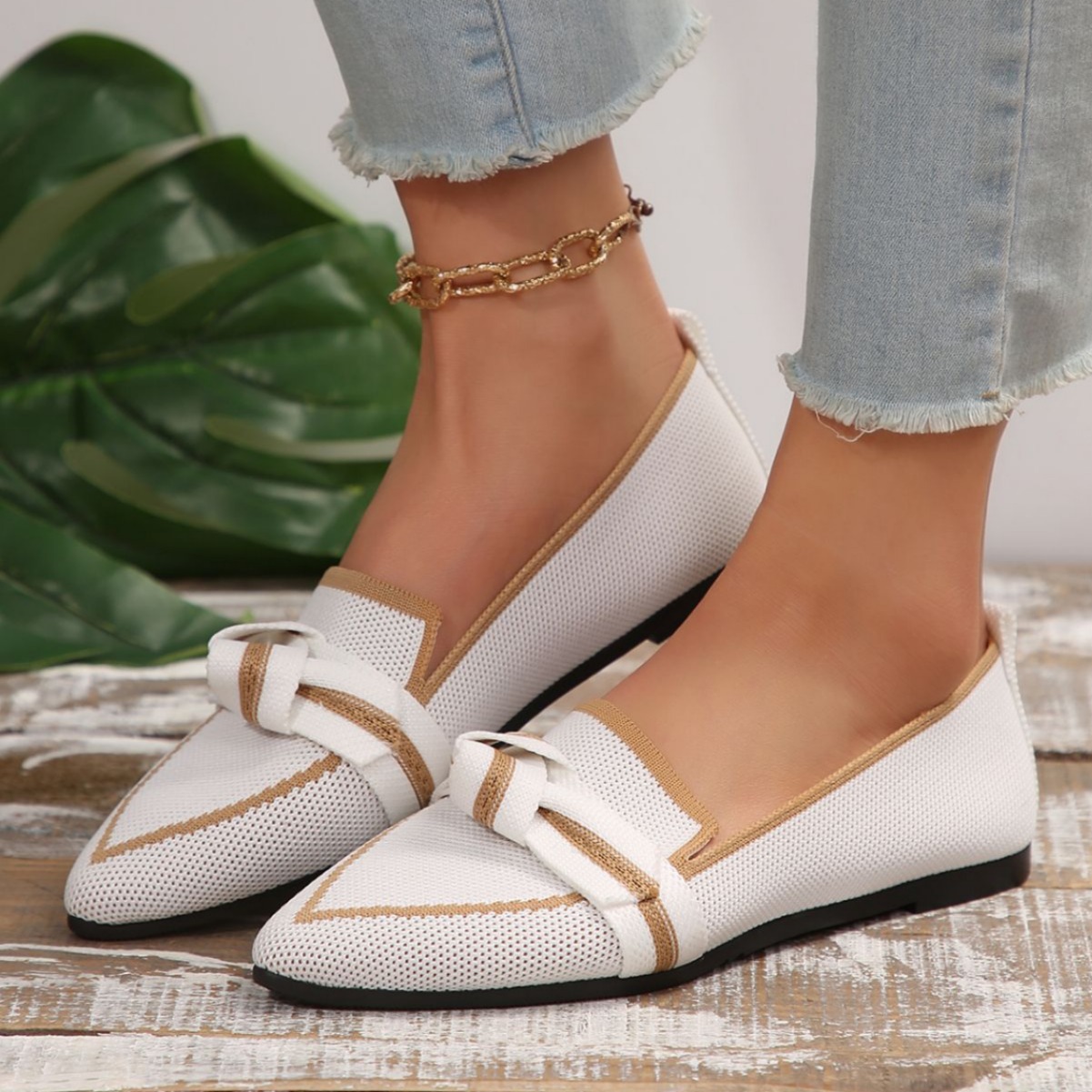 Damen Ballerinas Aus Strick Bequeme Freizeitschuhe Flach_voghion.com