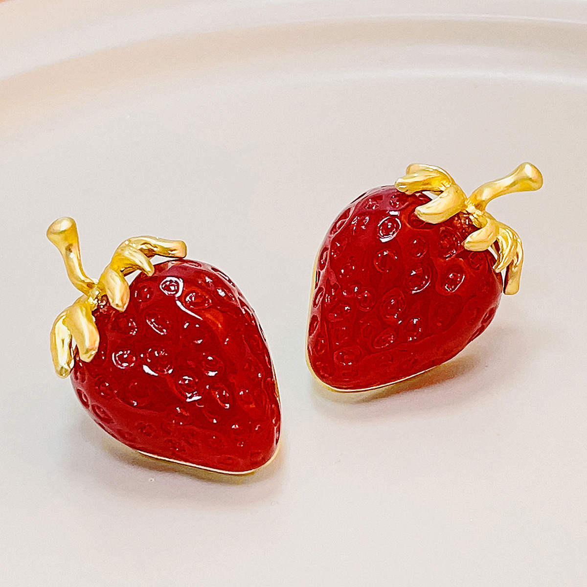 1 Pair Quantity Holiday Occasion 1 Pair Sweet Strawberry Plating Resin Ear Studs
