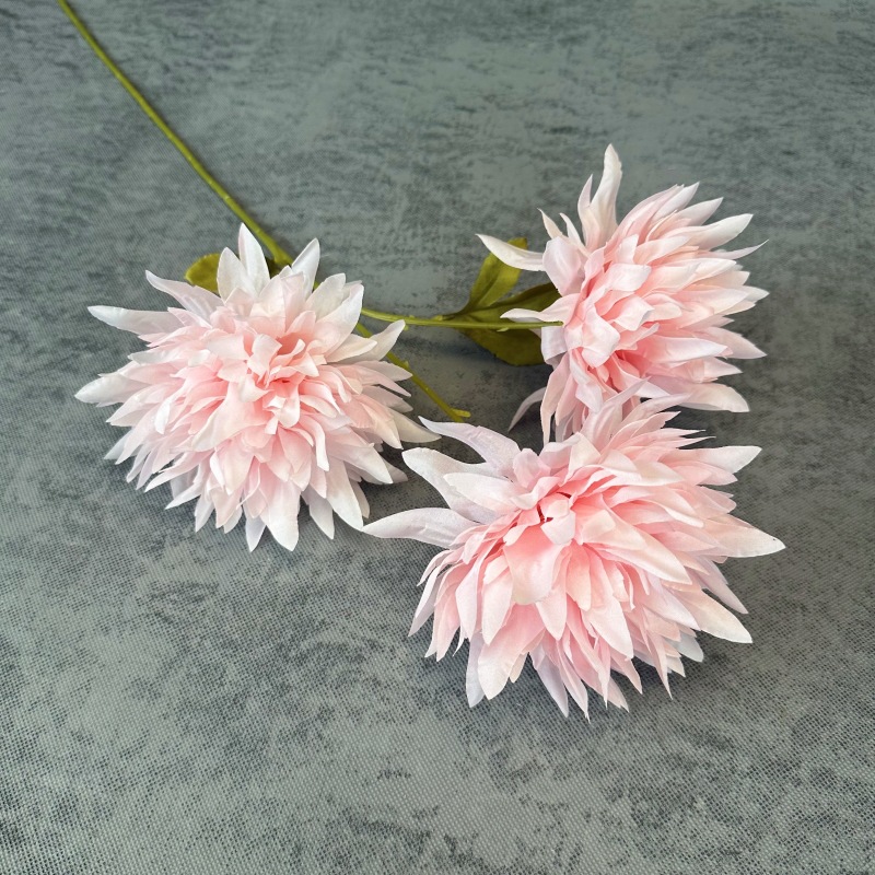 Flores artificiales, crisantemos de 3 cabezas, flores de seda, arreglo floral de crisantemo, accesorios de fotografía, flores falsas, ramo de flores para fotografía, decoración del hogar