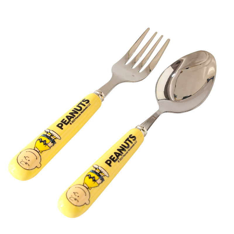 Oficial DE BIENES genuinos Snoopy cuchara de acero inoxidable hogar de cerámica para niños lindo de alto aspecto cuchara Tenedor de fruta