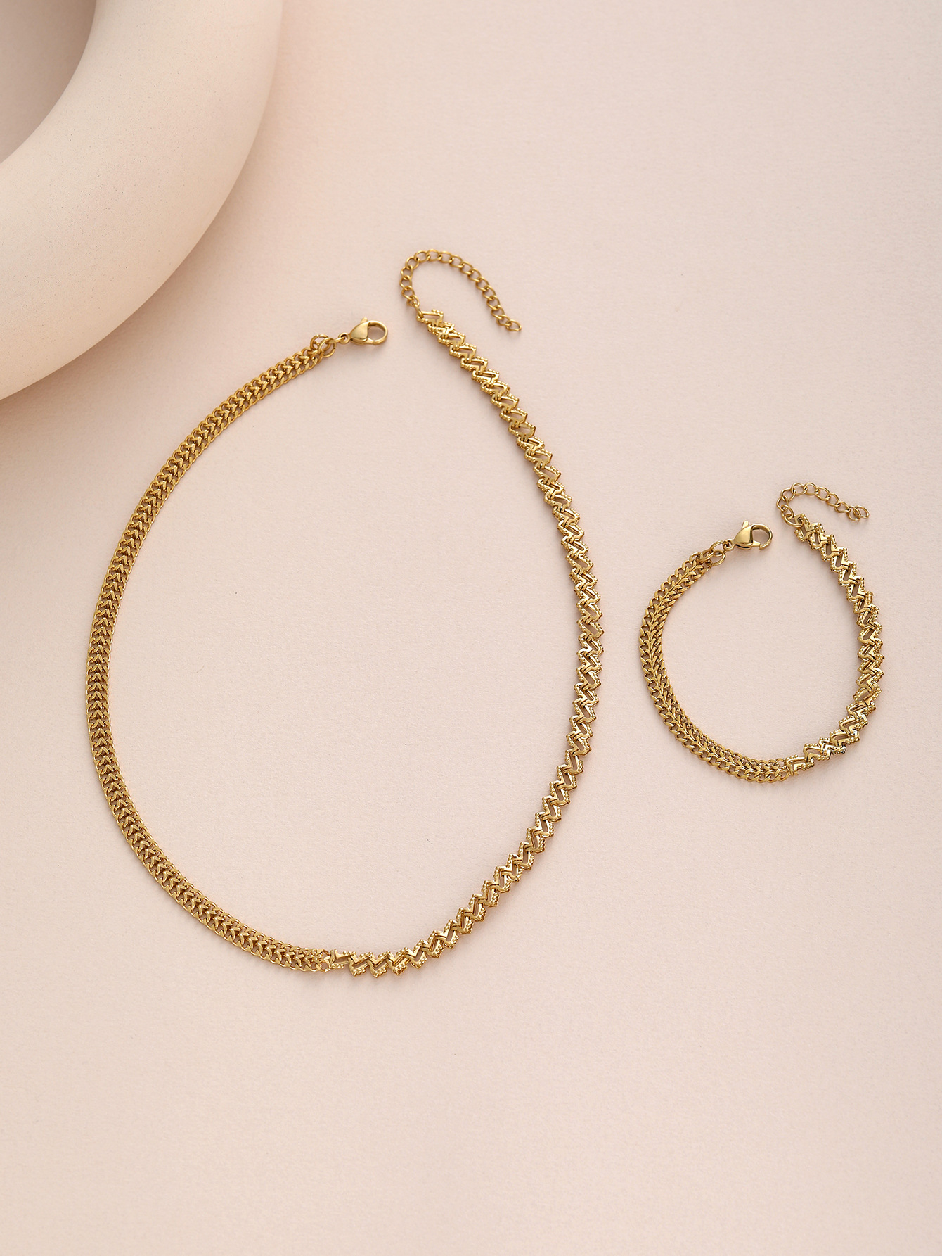 Holiday, Daily Occasion Wholesale Jewelry Elegant Streetwear Geometric Titanium Steel Plating Stainless Steel Jewelry Sets
