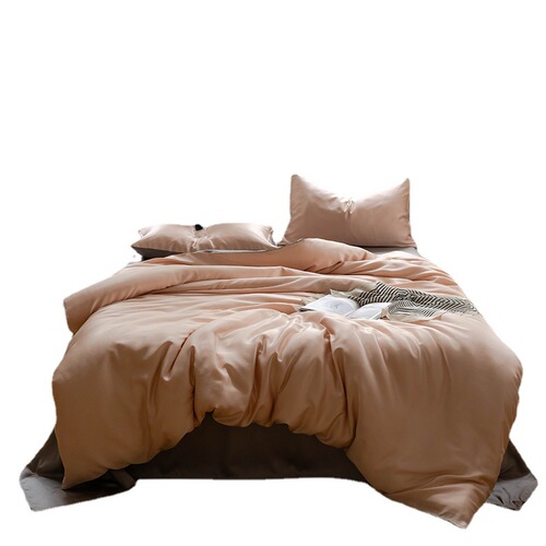 60S Lenzing Tencel four-piece set simple solid color silky cool bed sheet quilt cover sleeping naked ice silk bedding summer 4