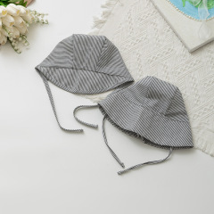 嬰兒帽子新款ins韓版經典條紋漁夫套頭帽防風遮陽男女童寶寶胎帽