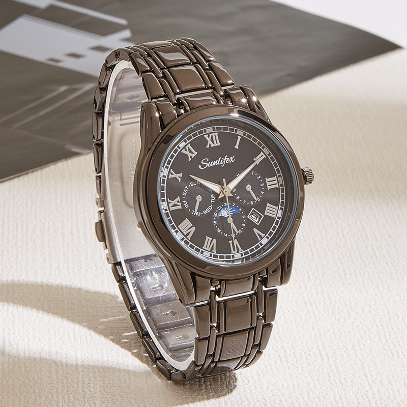 Reloj deportivo de moda reloj de los hombres pequeños de tres ojos calendario de seis pines reloj de cuarzo reloj de hombre impermeable reloj de los hombres