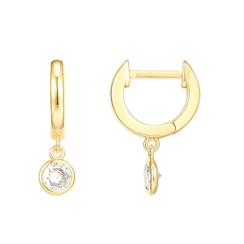 Fashion Cross Sterling Silver Inlaid Zircon Drop Earrings 1 Pair