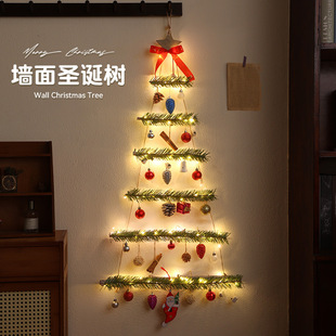 Cross-Border Wall Christmas Tree Wall Hanging Decoration Christmas Rattan Decorations Pendant Hanging Package Luminous Tree Manufacturer
