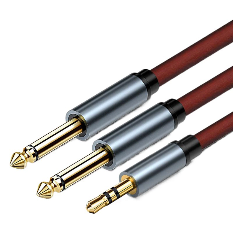 Аудио линия Один-два 3,5-к-два Аудио линия 6,5 Большой двухъядерный штекер-к-штекер Компьютер Линия подключения микшера для мобильного телефона