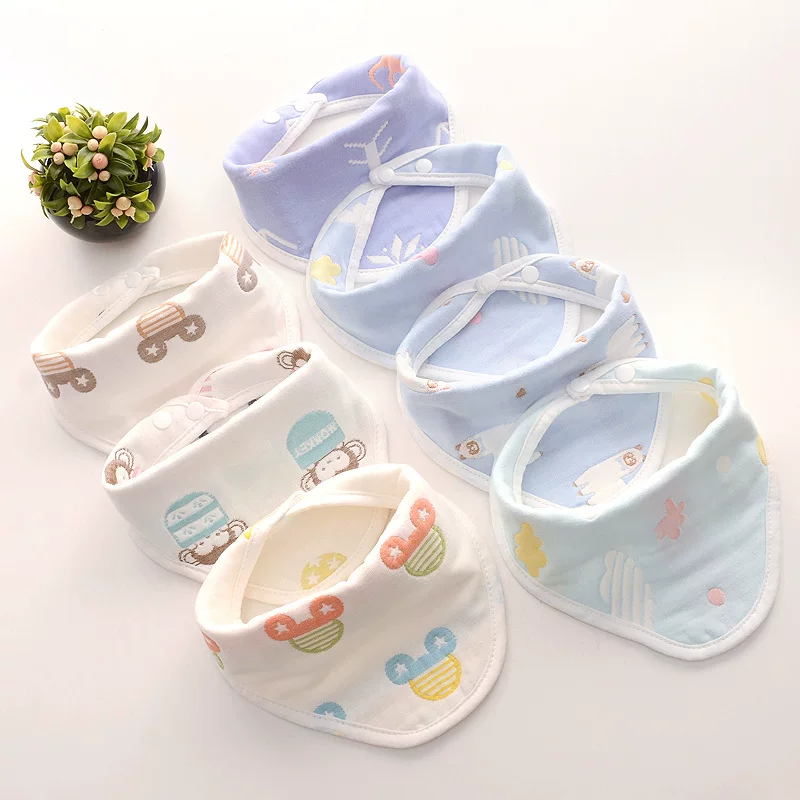 Children's cartoon eating bib, cotton towel for new born, double-layer scarf